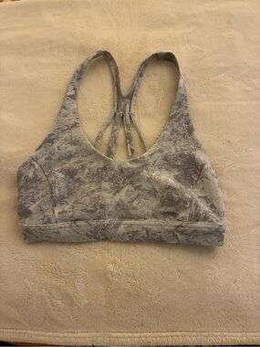 lululemon athletica Gray Marble-Print Strappy Sports Bra